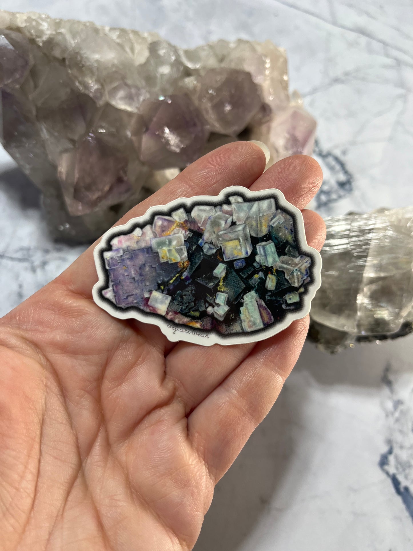 Illinois Fluorite Cluster Sticker or Magnet - Small