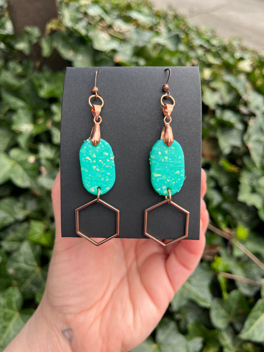 Green Sparkle  Polymer Clay Earrings