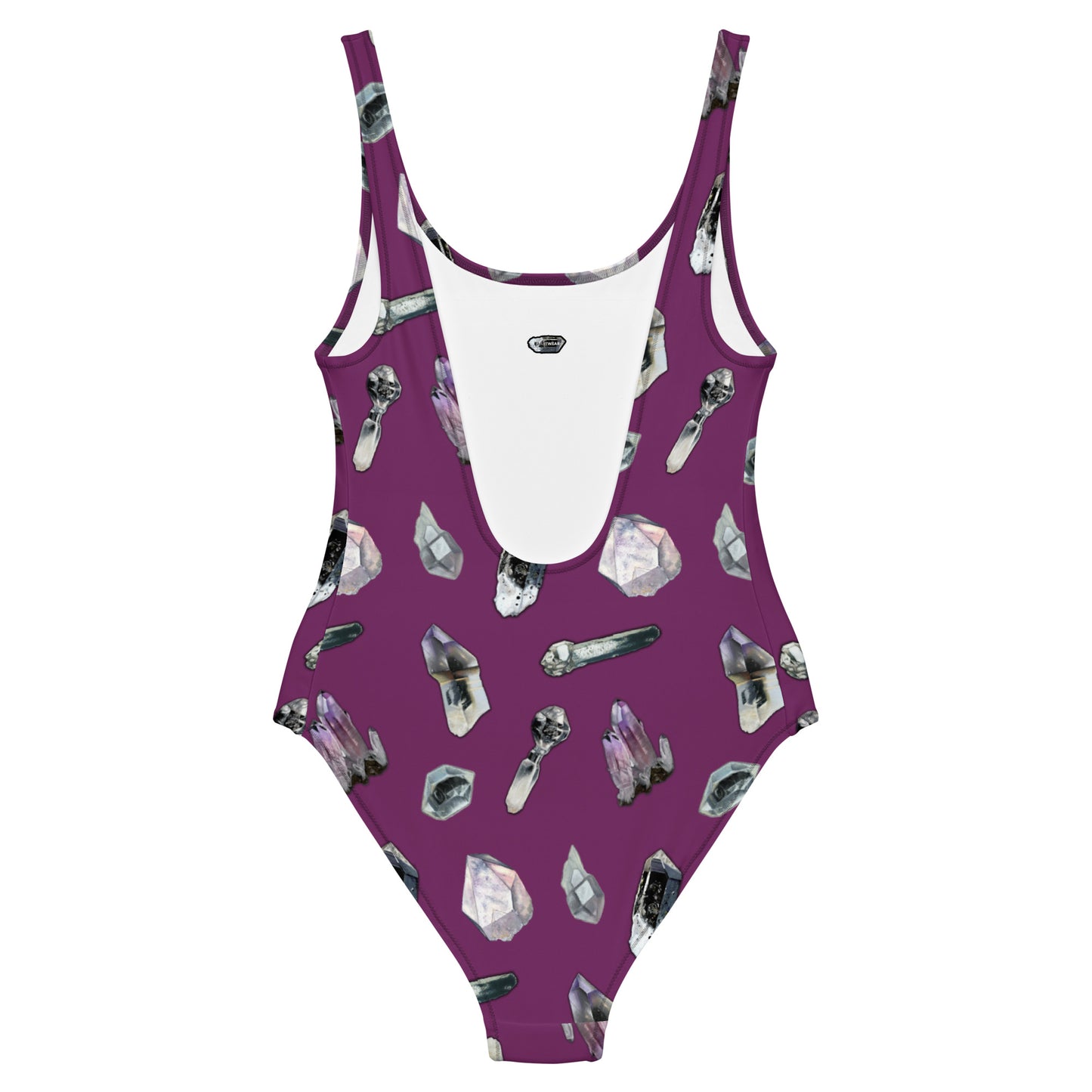 Quartz & Amethyst Tossed Print Swimsuit - Deep Plum