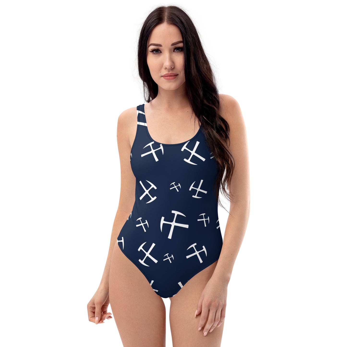 White Rockhound One-Piece Swimsuit - Navy