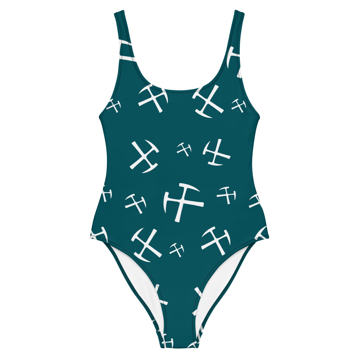 White Rockhound One-Piece Swimsuit - Deep Teal