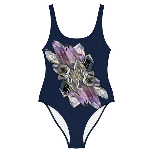 Quartz & Amethyst One-Piece Swimsuit - Navy