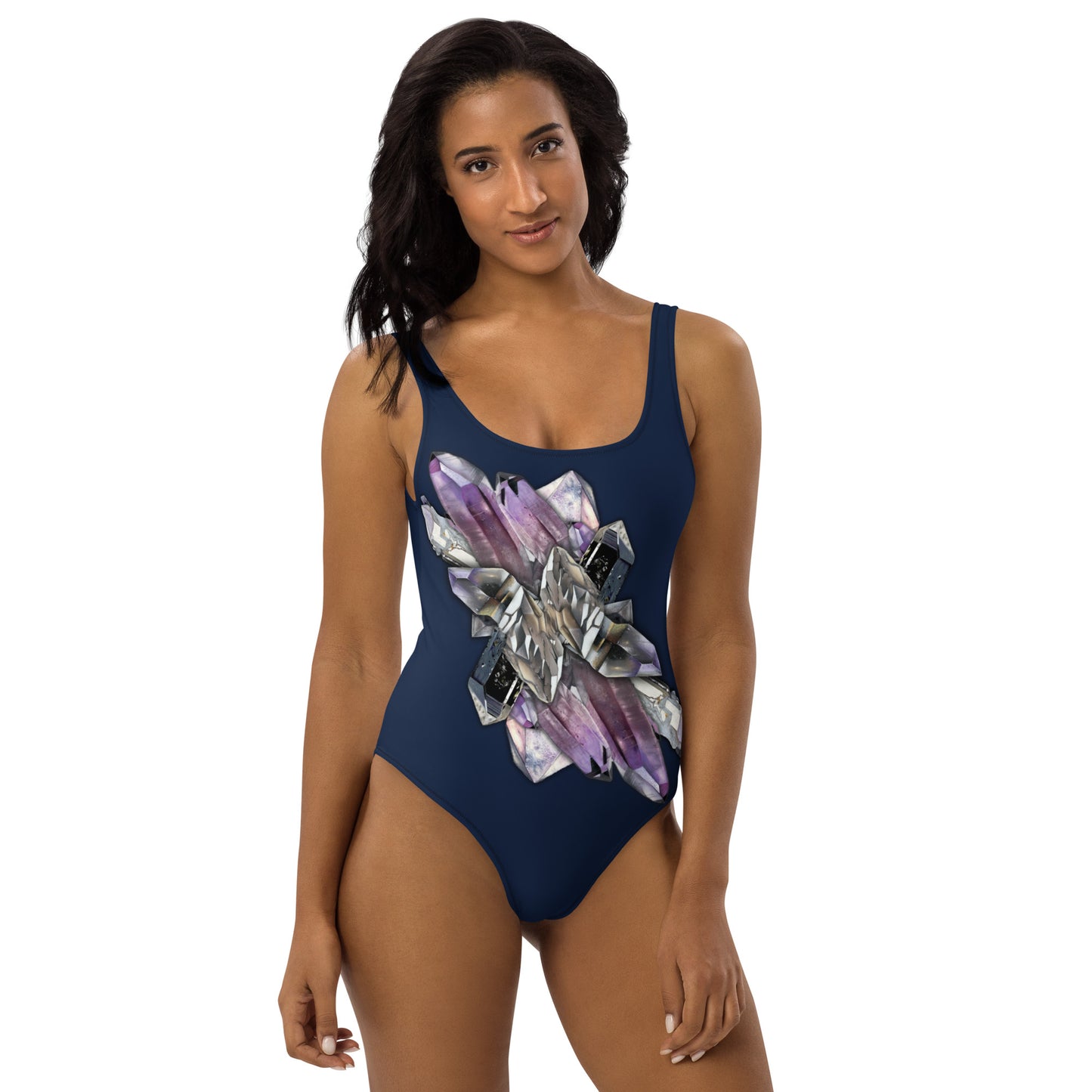 Quartz & Amethyst One-Piece Swimsuit - Navy