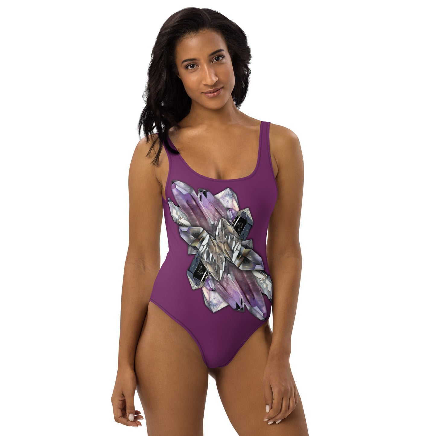 Quartz & Amethyst One-Piece Swimsuit - Deep Plum