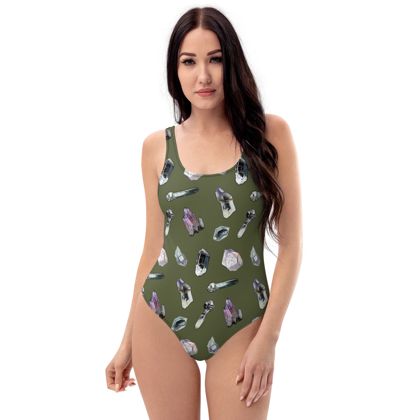 Quartz & Amethyst Tossed Print Swimsuit - Saratoga Green