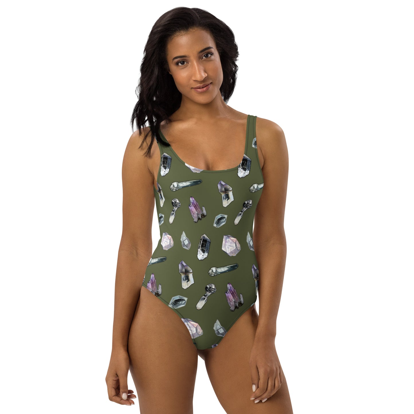 Quartz & Amethyst Tossed Print Swimsuit - Saratoga Green