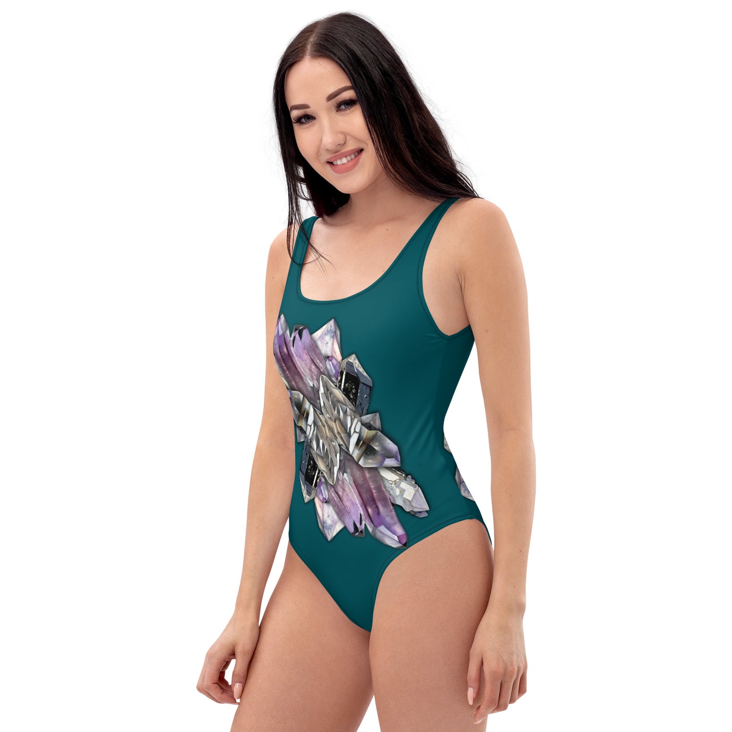 Quartz & Amethyst One-Piece Swimsuit - Deep Teal