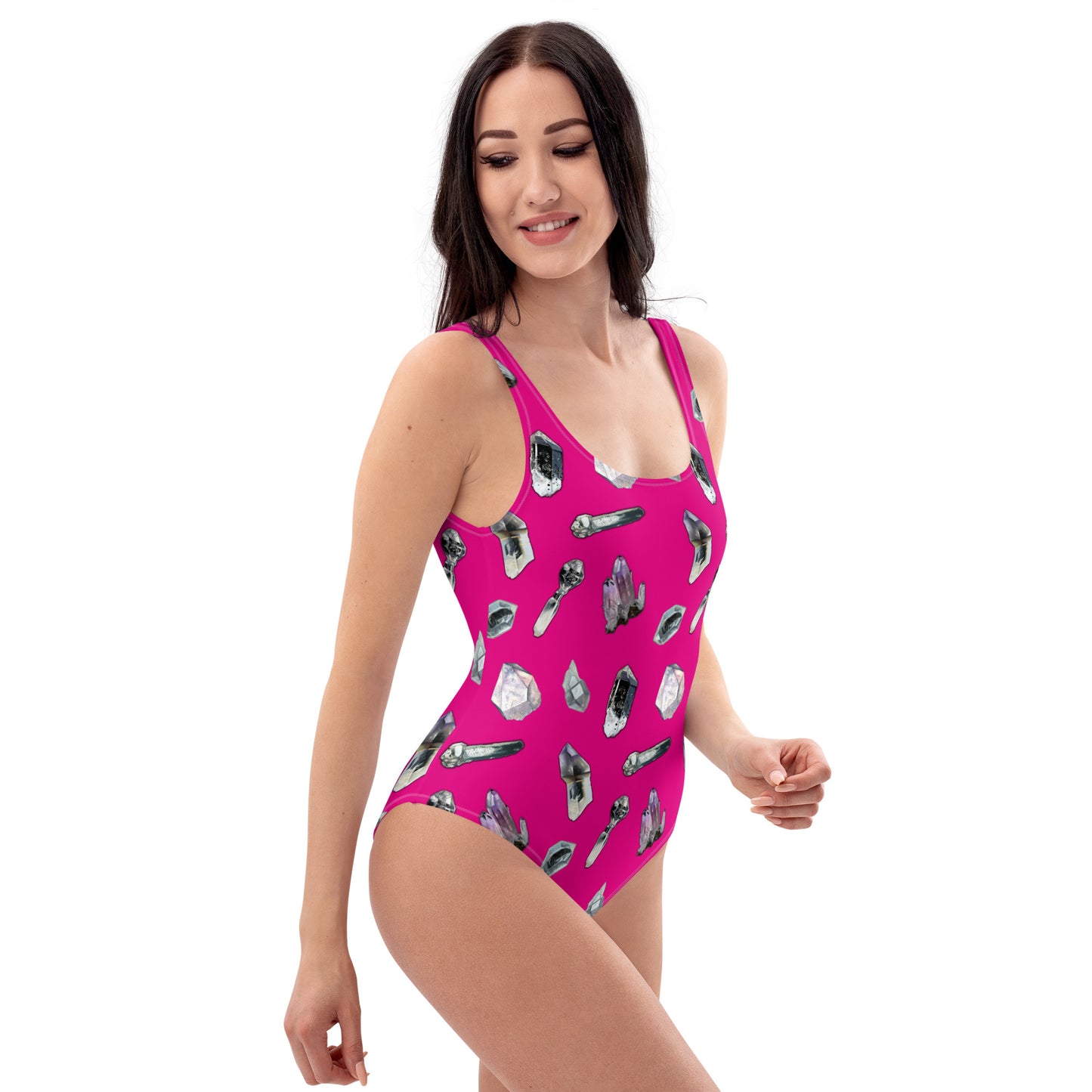 Quartz & Amethyst Tossed Print Swimsuit - Pink