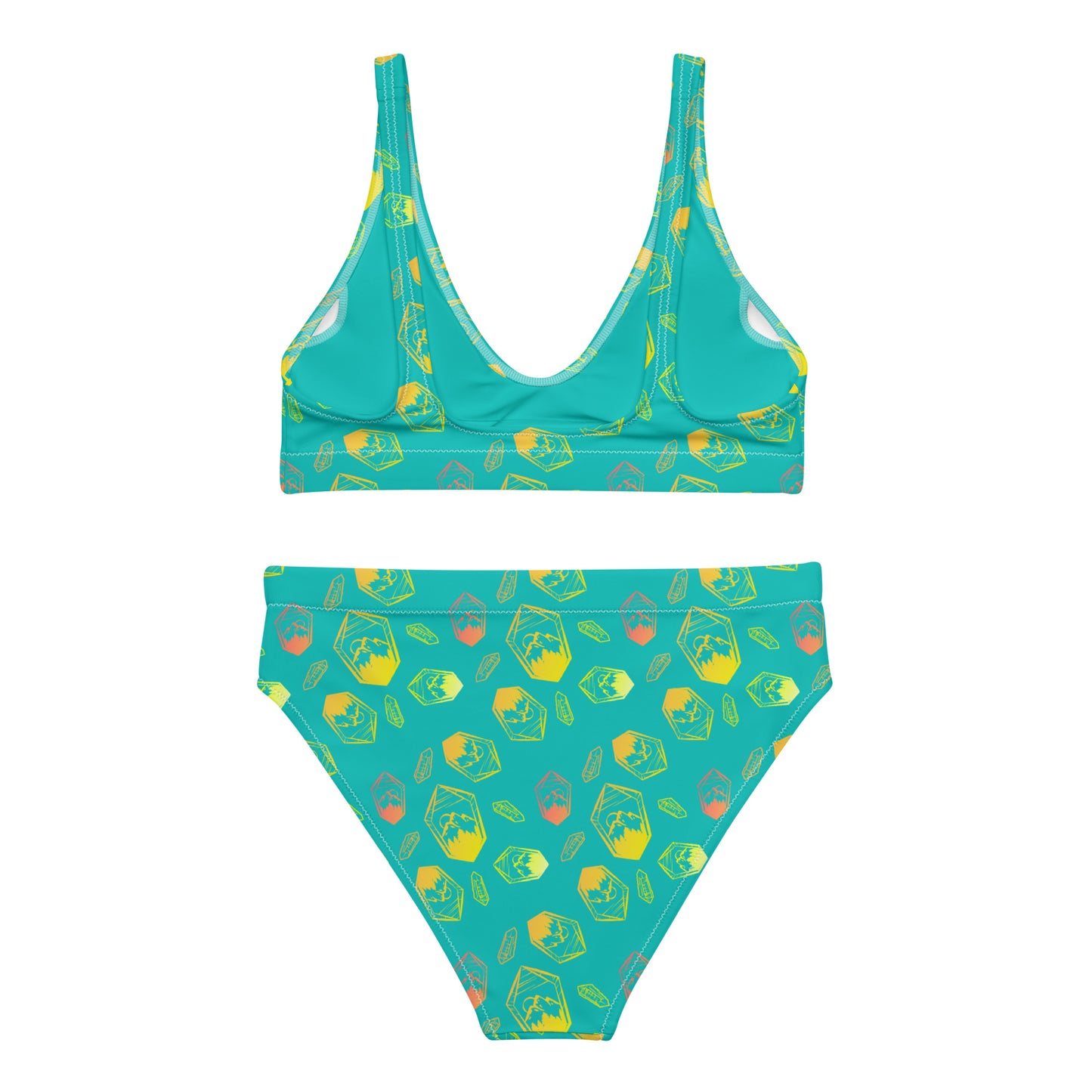 Neon Crystal Mountain high-waisted bikini - Turquoise