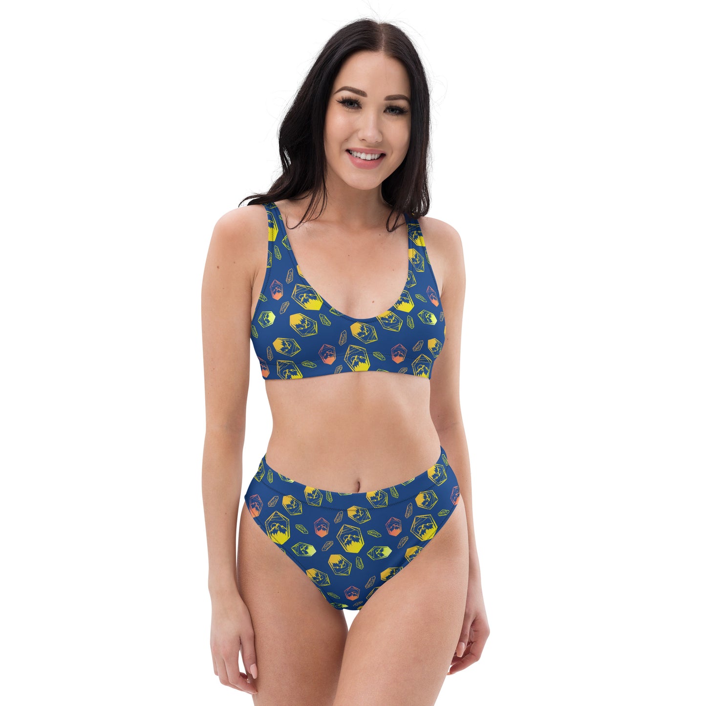 Neon Crystal Mountain high-waisted bikini - Blue