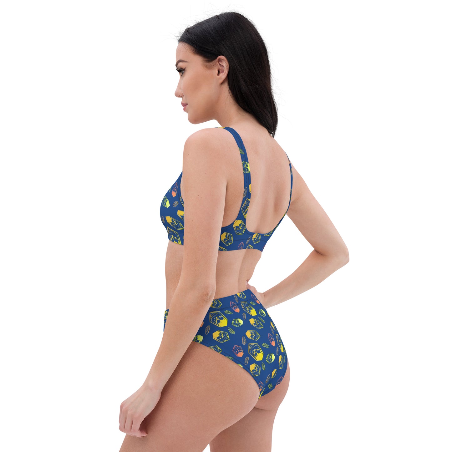 Neon Crystal Mountain high-waisted bikini - Blue