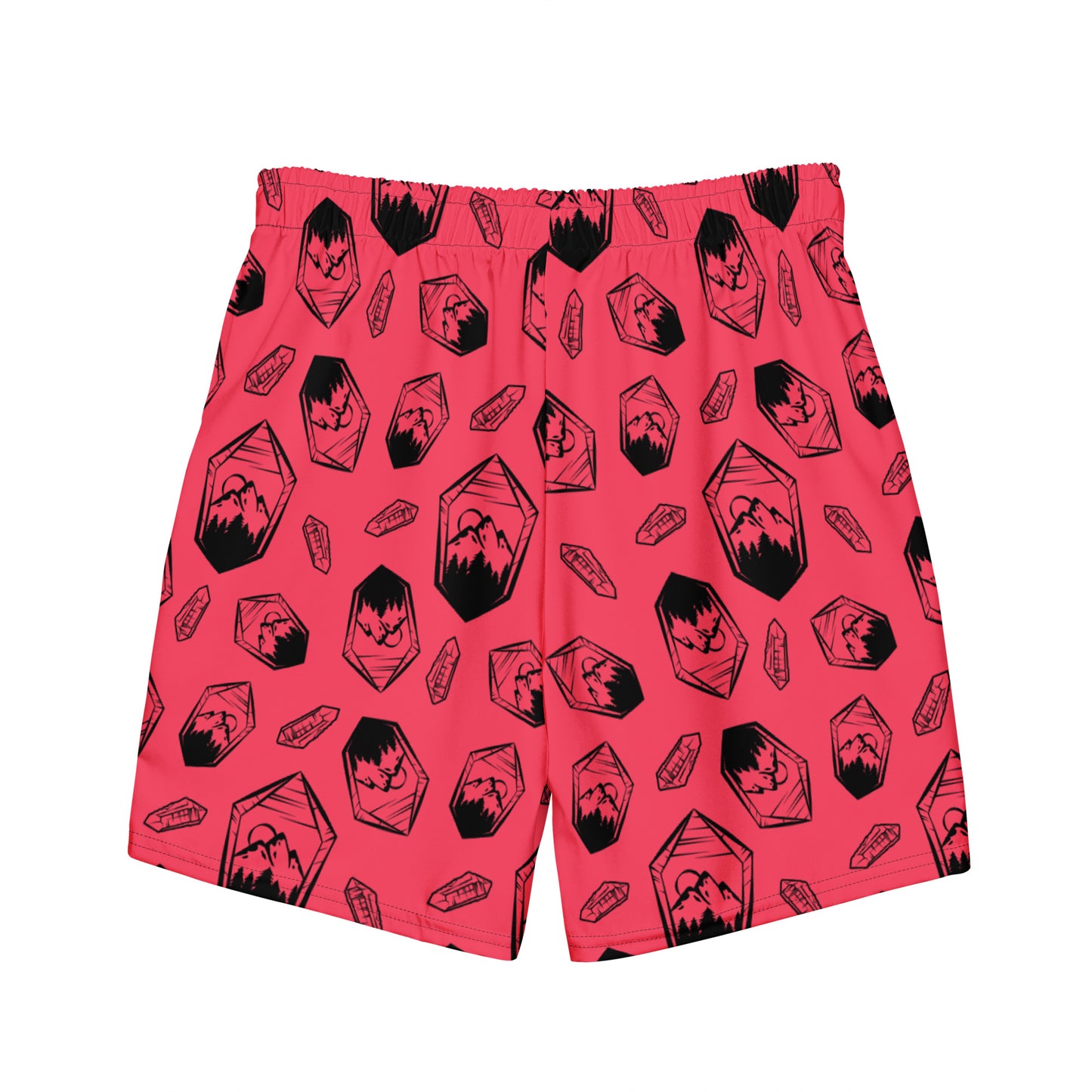 Neon Crystal Mountain Swim Trunks - Radical Red