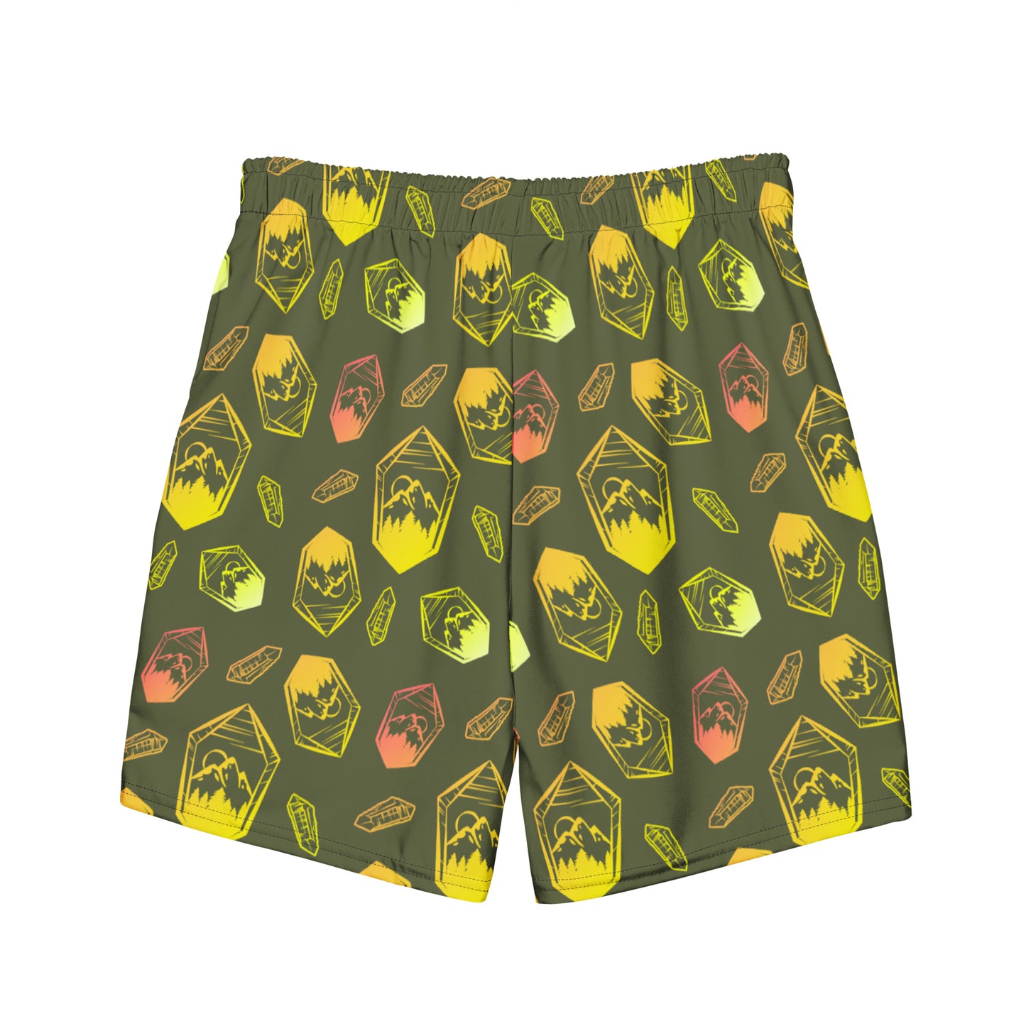 Neon Crystal Mountain Swim Trunks - Saratoga Green