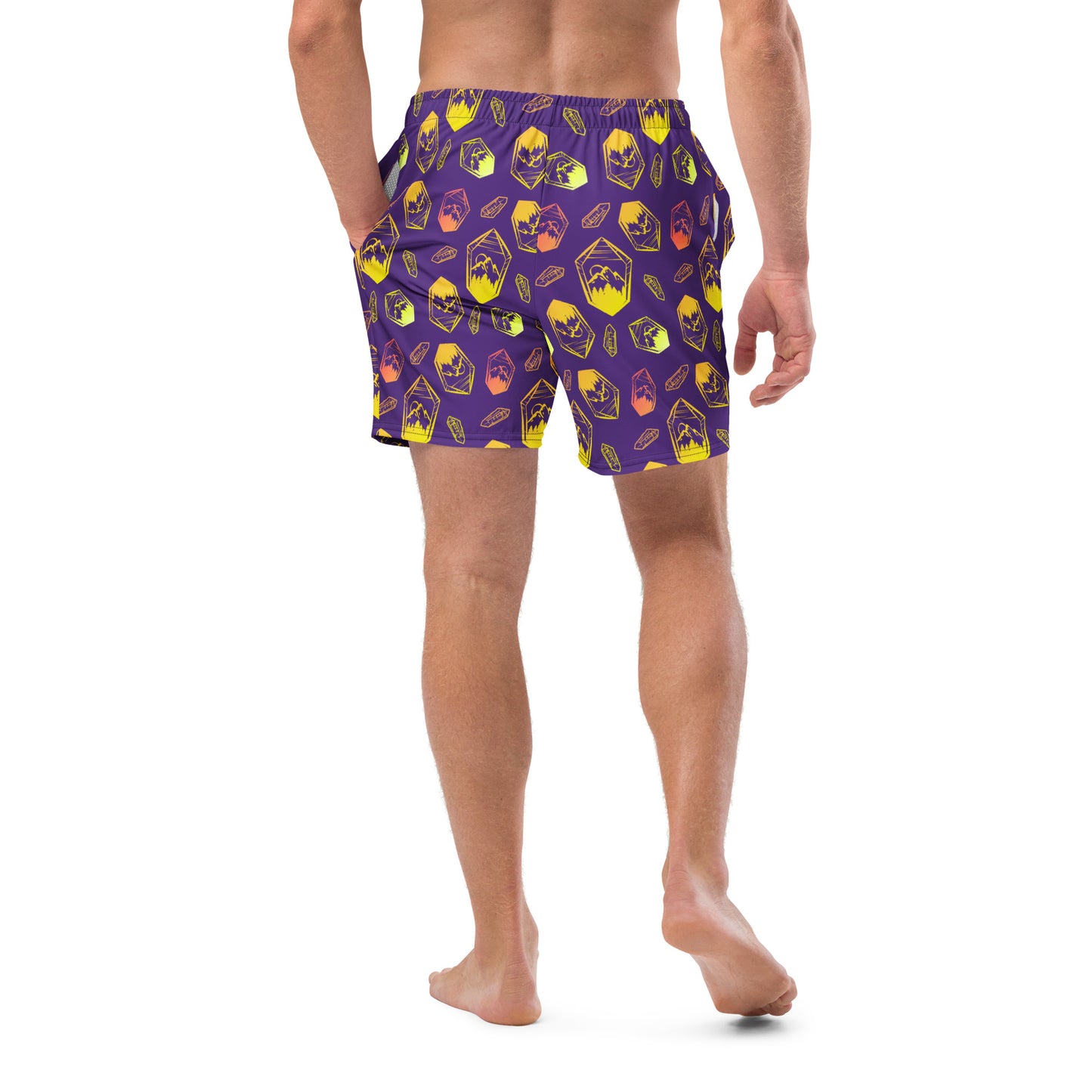 Neon Crystal Mountain Swim Trunks - Purple