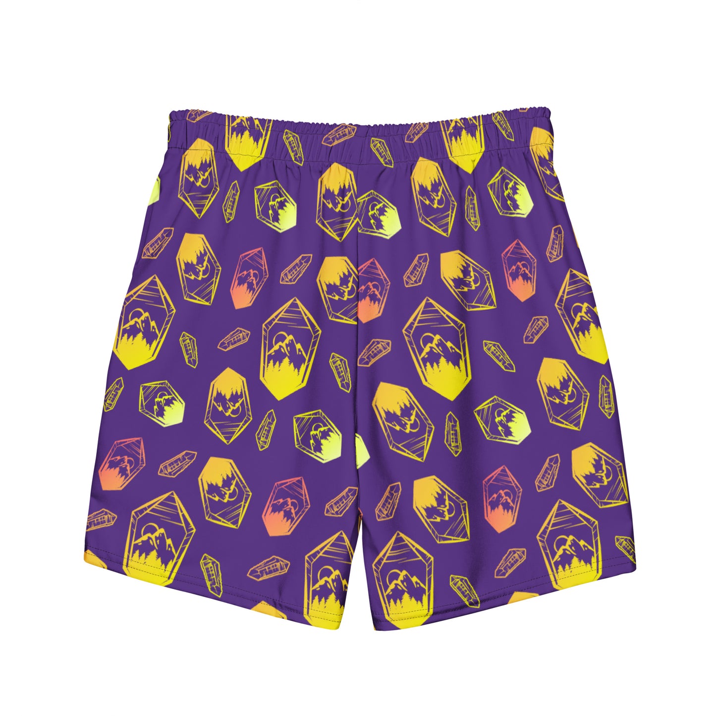 Neon Crystal Mountain Swim Trunks - Purple