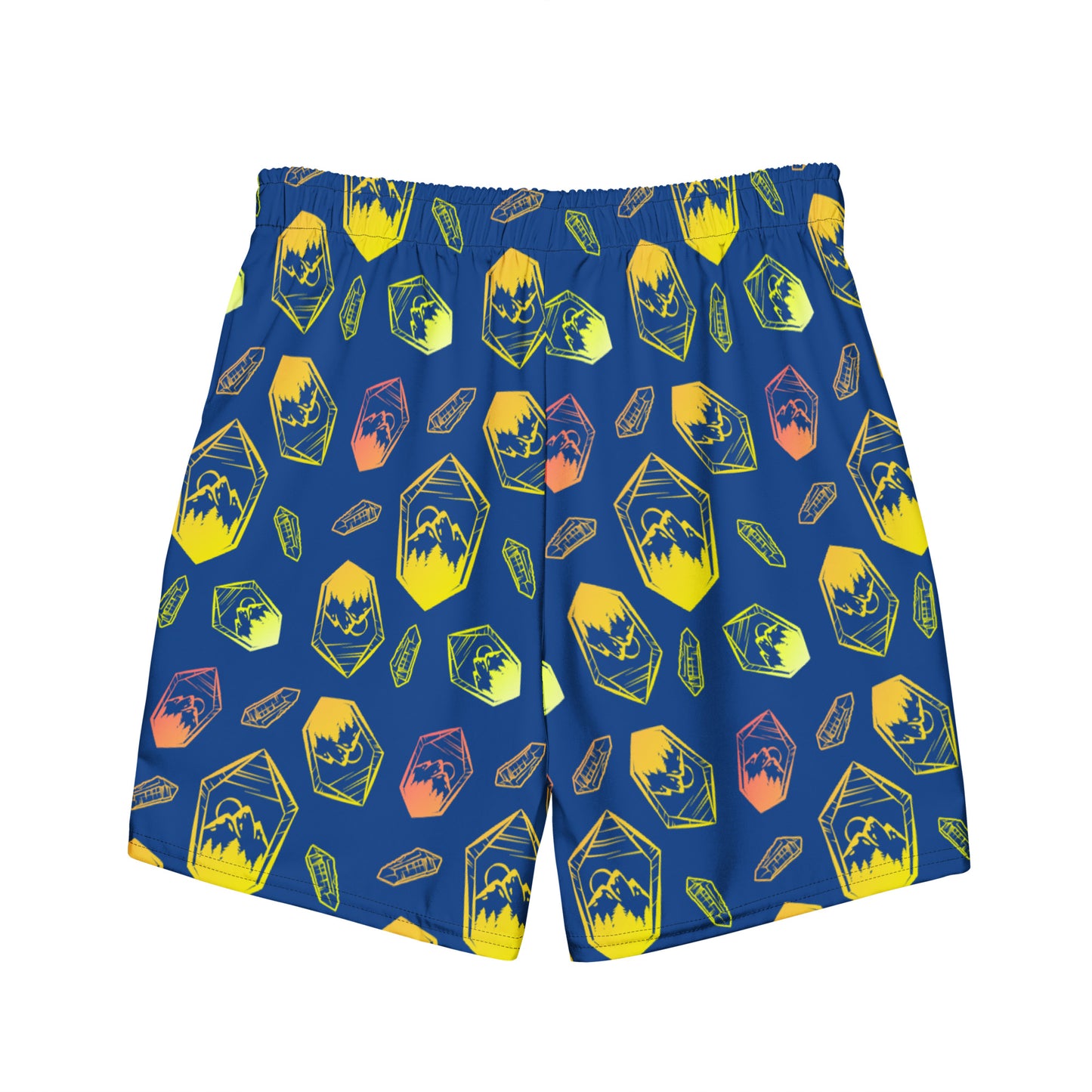 Neon Crystal Mountain Swim Trunks - Blue