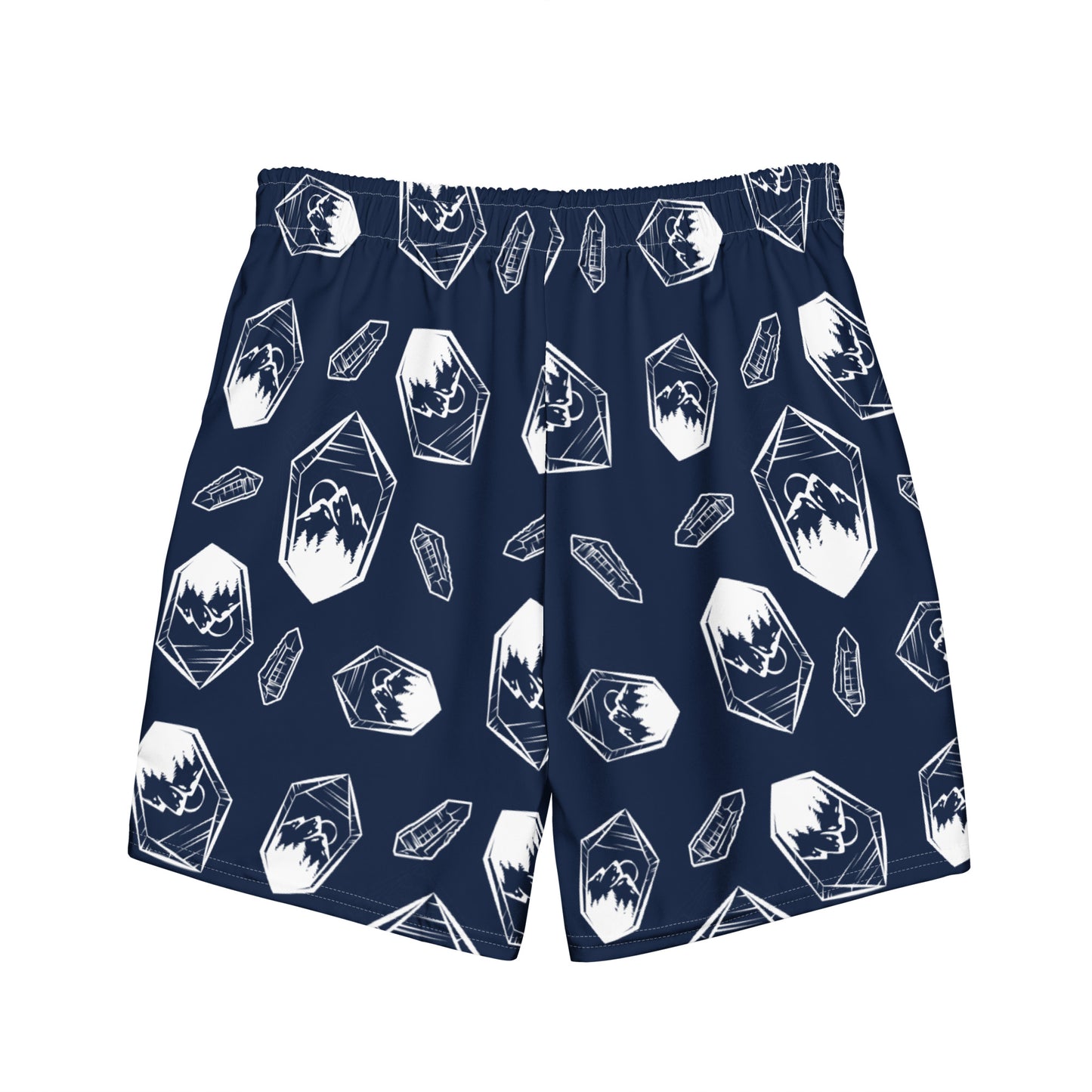 White Crystal Mountain Swim Trunks - Navy