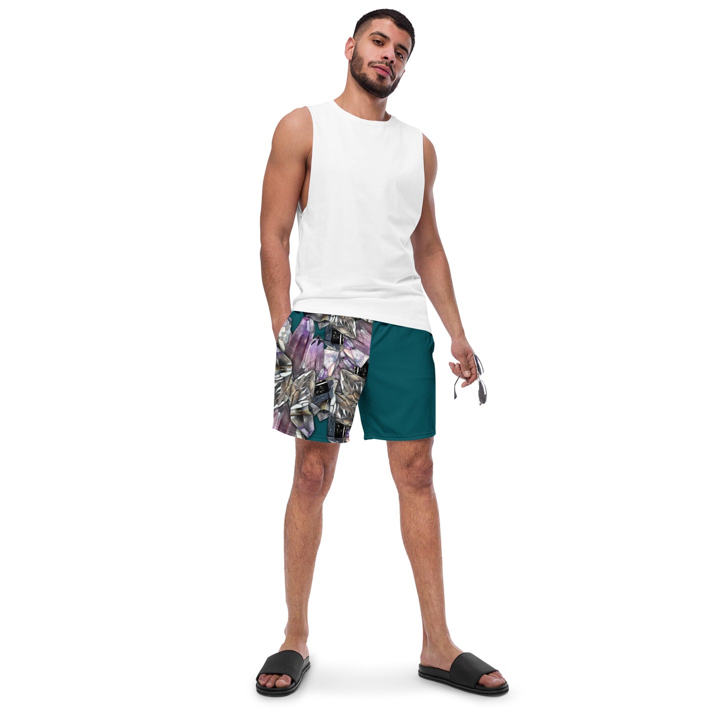 Quartz & Amethyst Swim Trunks - Deep Teal