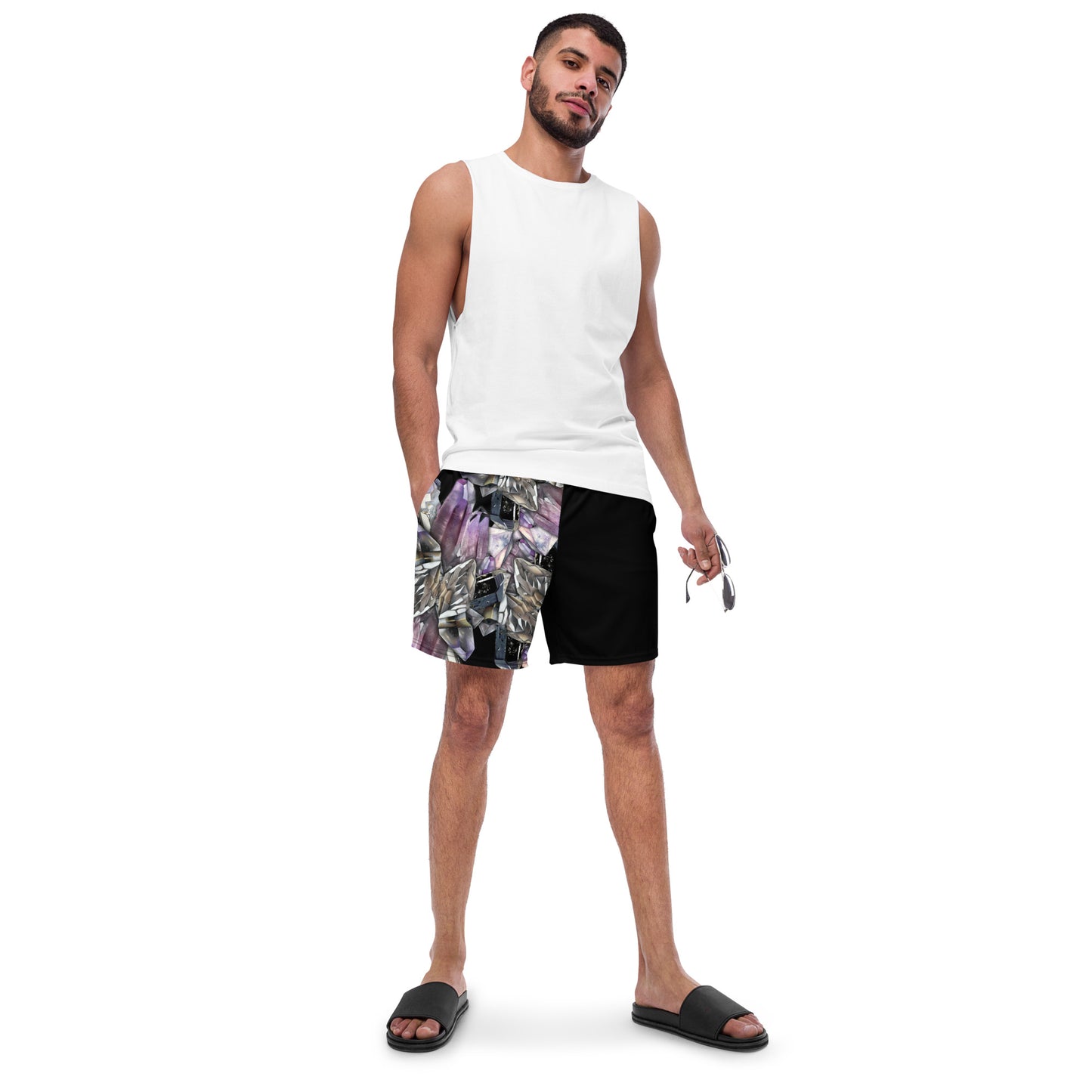 Quartz & Amethyst Swim Trunks - Black