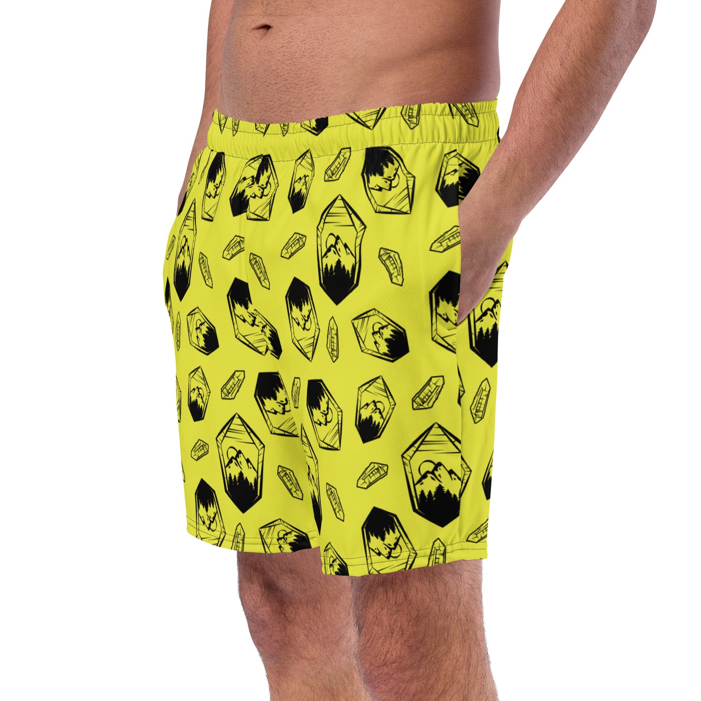 Neon Crystal Mountain Swim Trunks - Bright Yellow