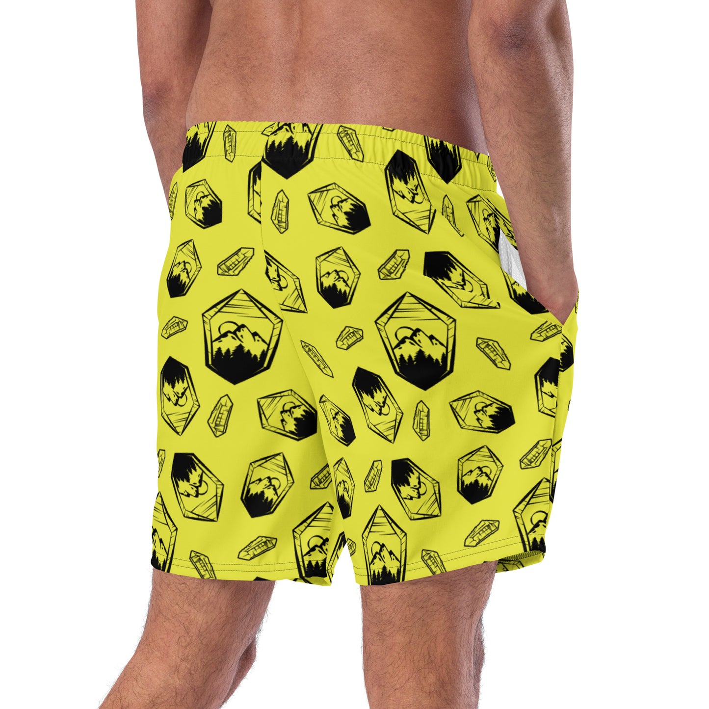 Neon Crystal Mountain Swim Trunks - Bright Yellow