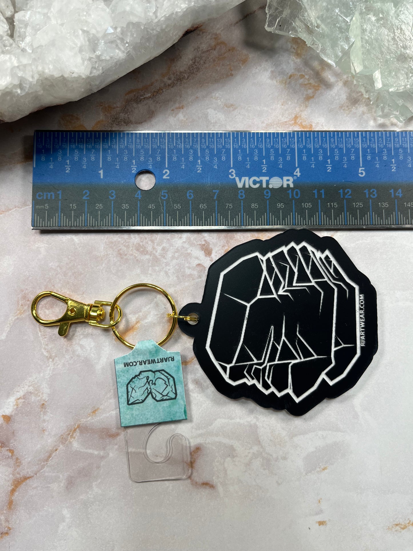 Quartz Gwindel Acrylic Keychain - Black and White