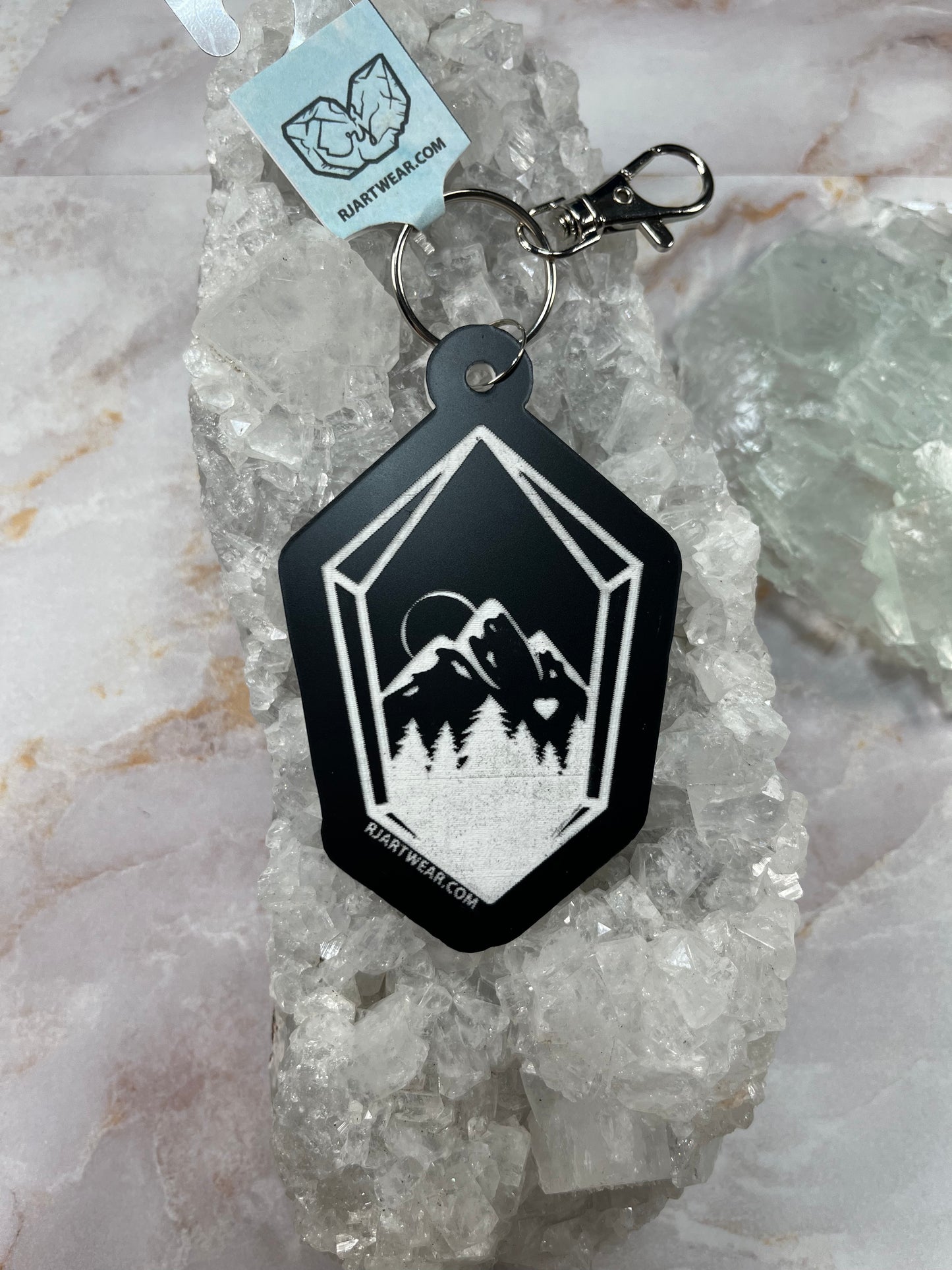 Crystal Mountain Rockhound Keychain - Black & White  Acrylic