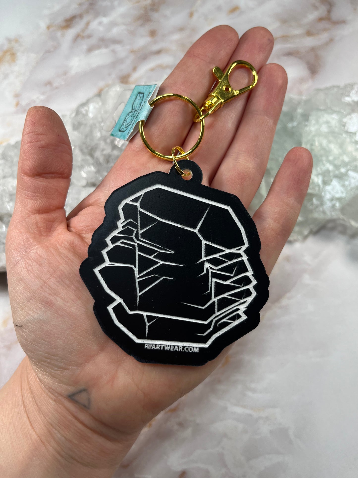 Quartz Gwindel Acrylic Keychain - Black and White