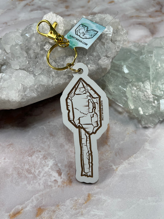 Hallelujah Junction Scepter Keychain - White Wood Chipboard