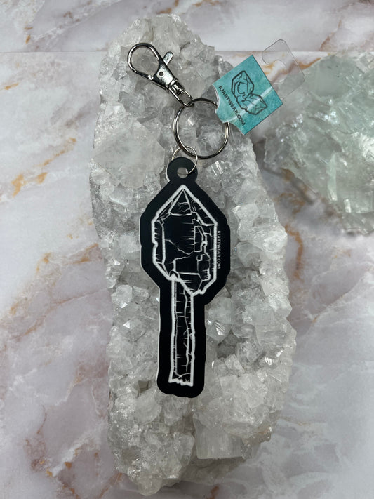 Hallelujah Junction Scepter Keychain - Black & White Acrylic