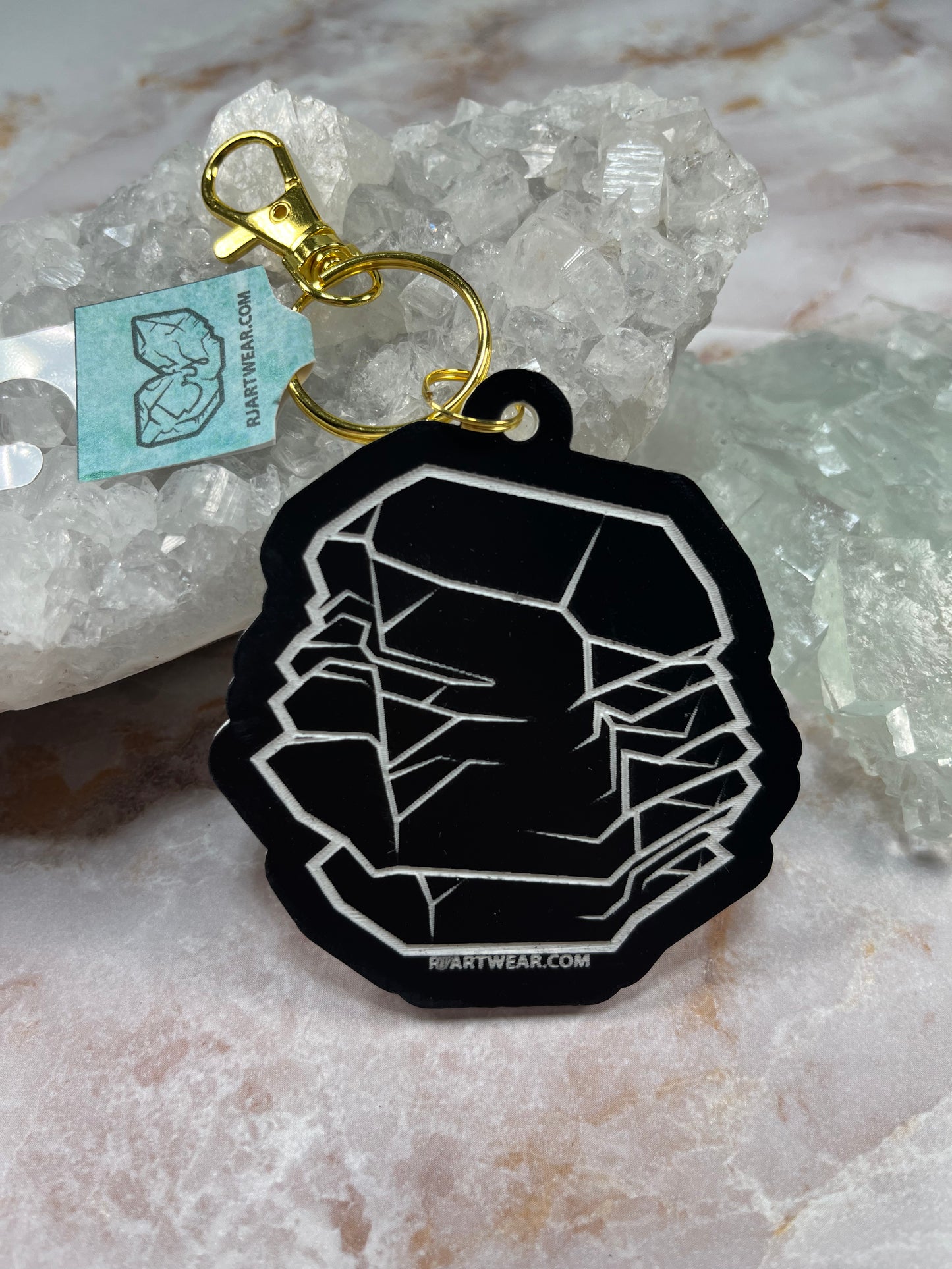 Quartz Gwindel Acrylic Keychain - Black and White