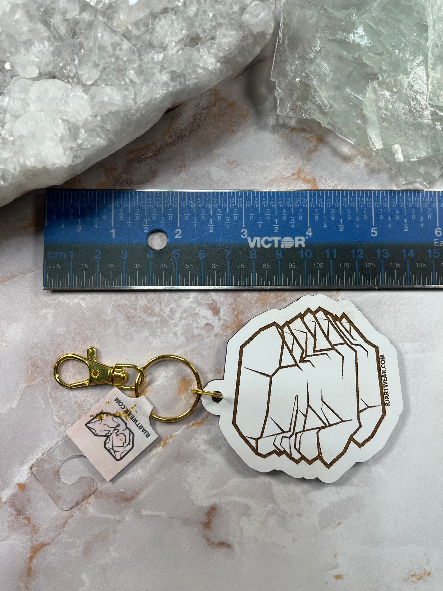 Quartz Gwindel Keychain - White Wood Chipboard