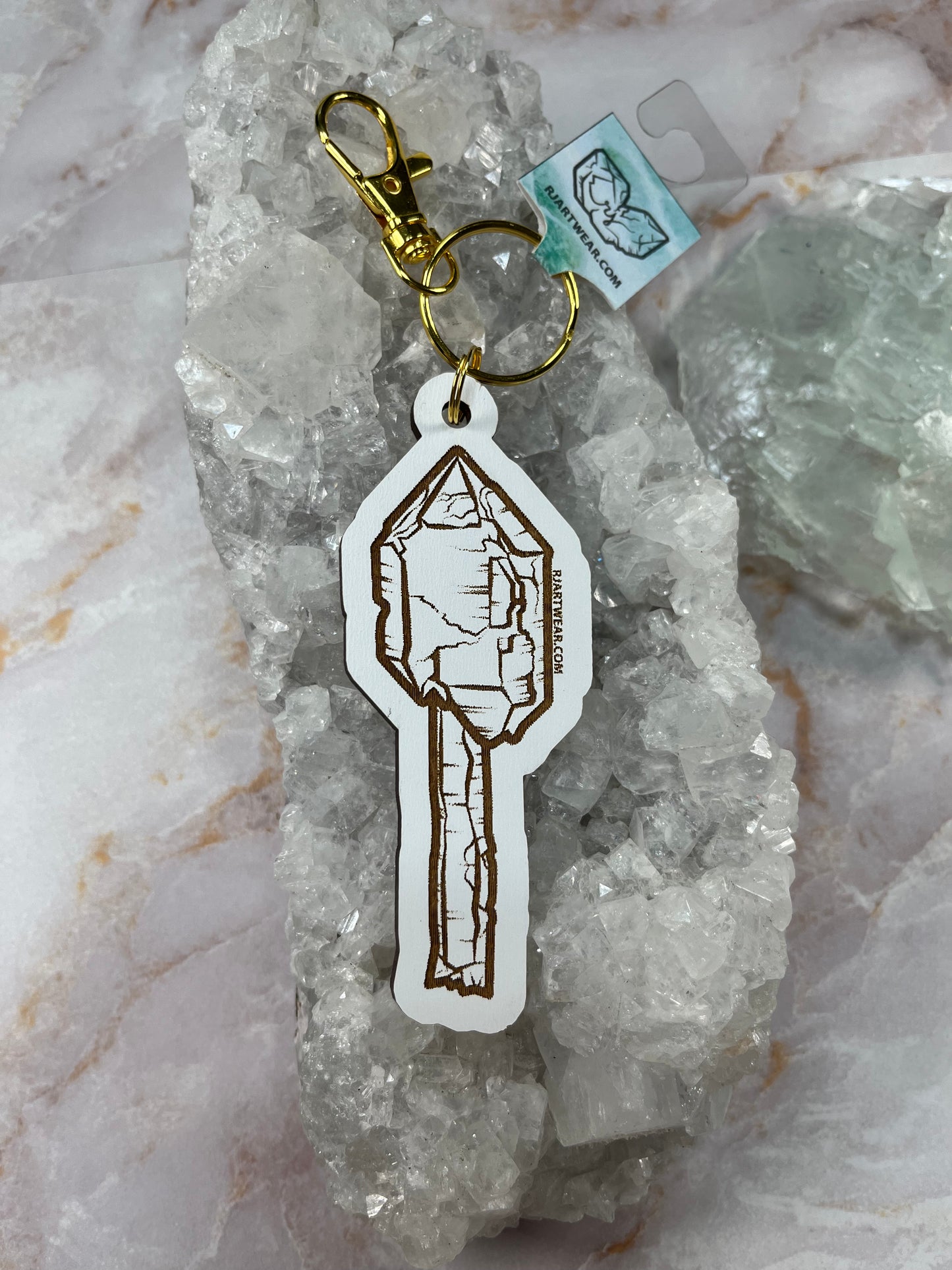 Hallelujah Junction Scepter Keychain - White Wood Chipboard