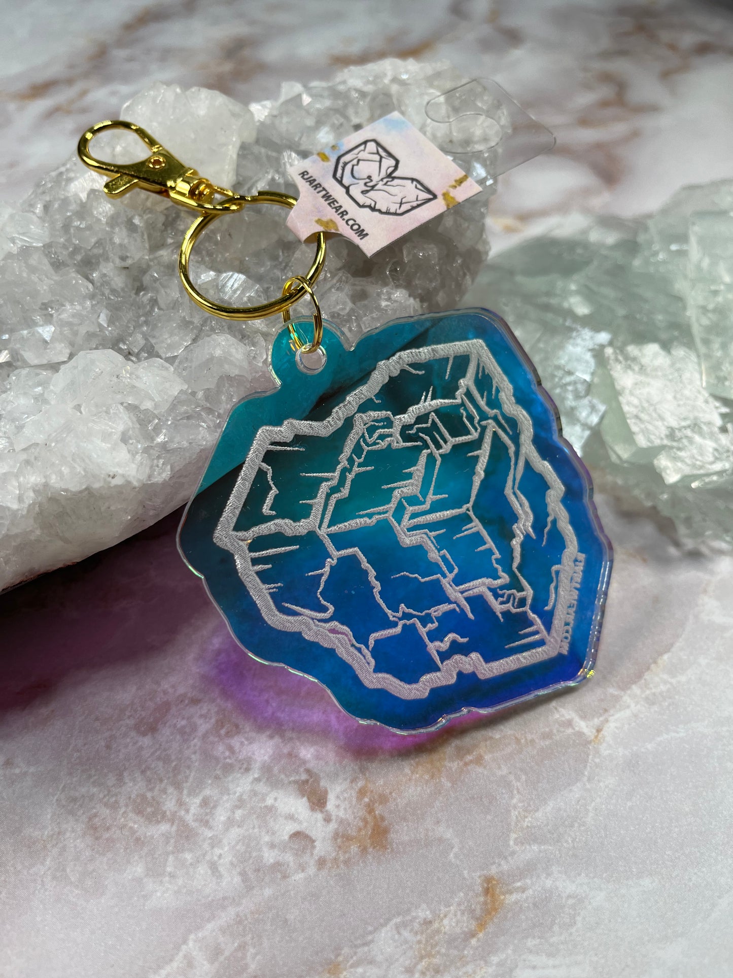 Fluorite Cube Keychain - Holographic Acrylic