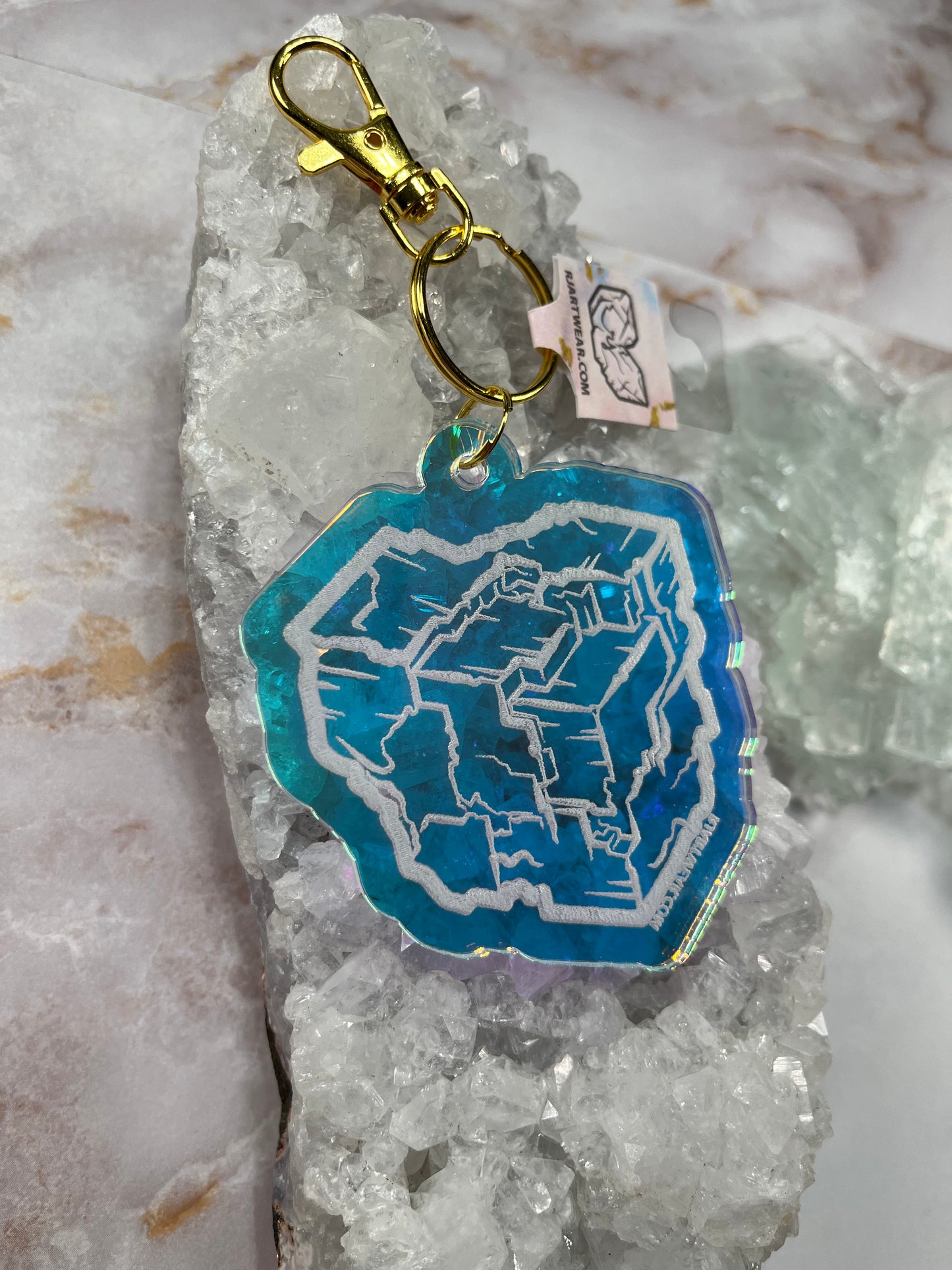 Fluorite Cube Keychain - Holographic Acrylic