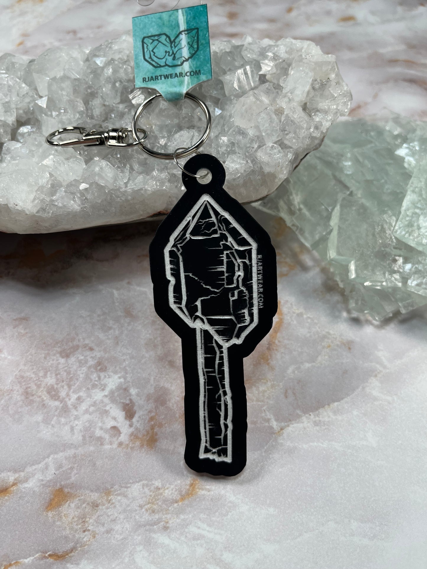 Hallelujah Junction Scepter Keychain - Black & White Acrylic