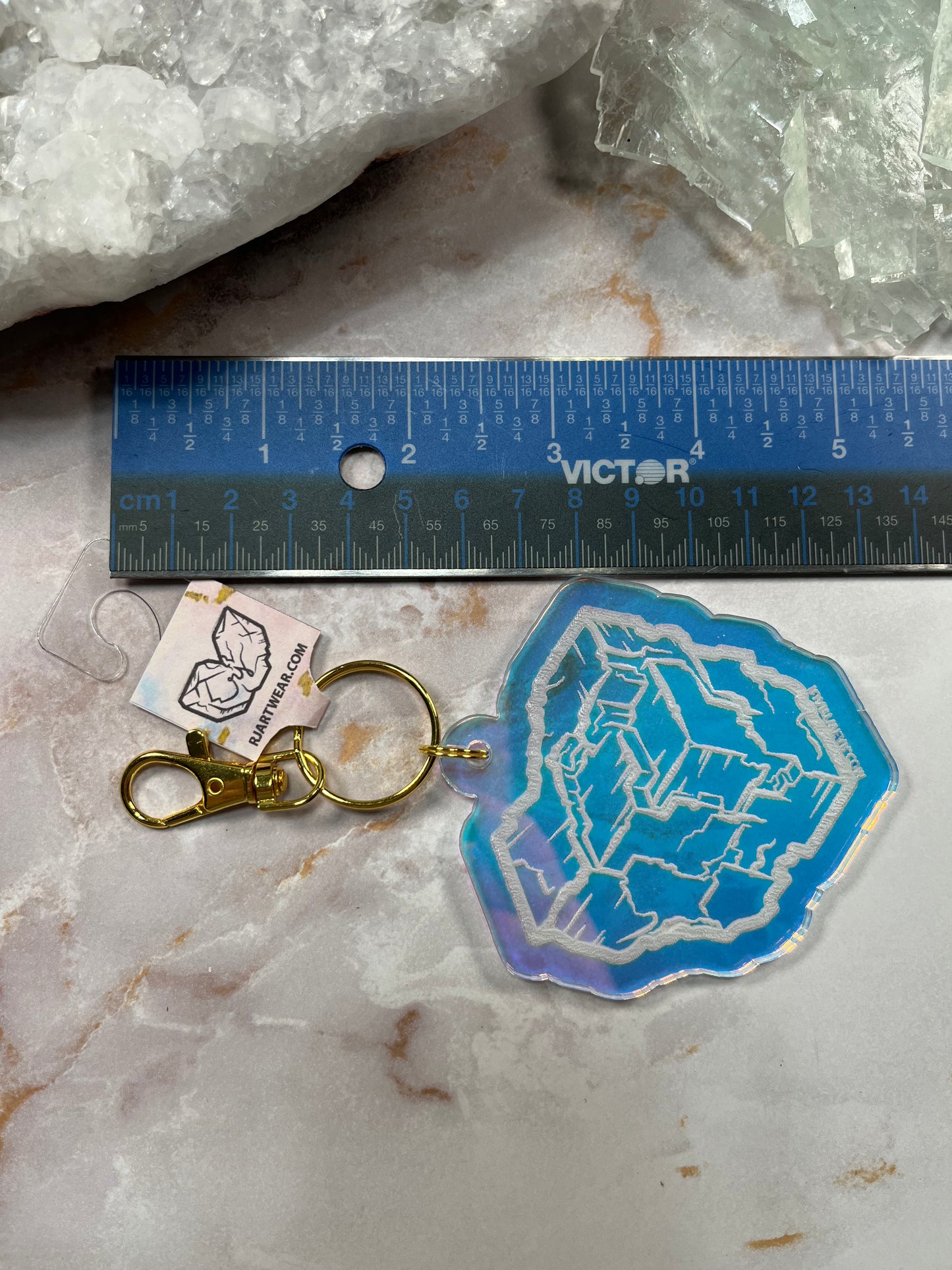 Fluorite Cube Keychain - Holographic Acrylic