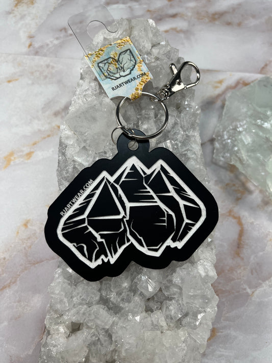 Triple Scepter Acrylic Keychain - Black and White