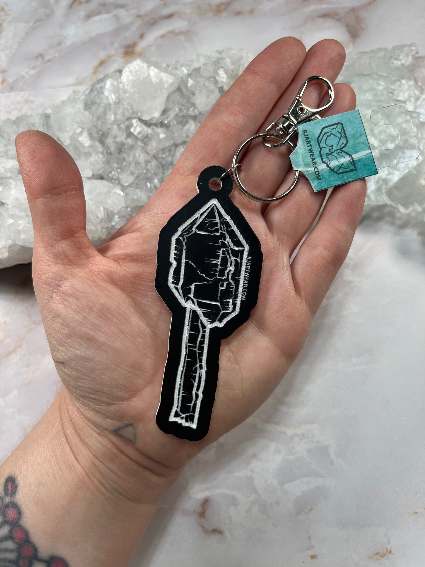 Hallelujah Junction Scepter Keychain - Black & White Acrylic