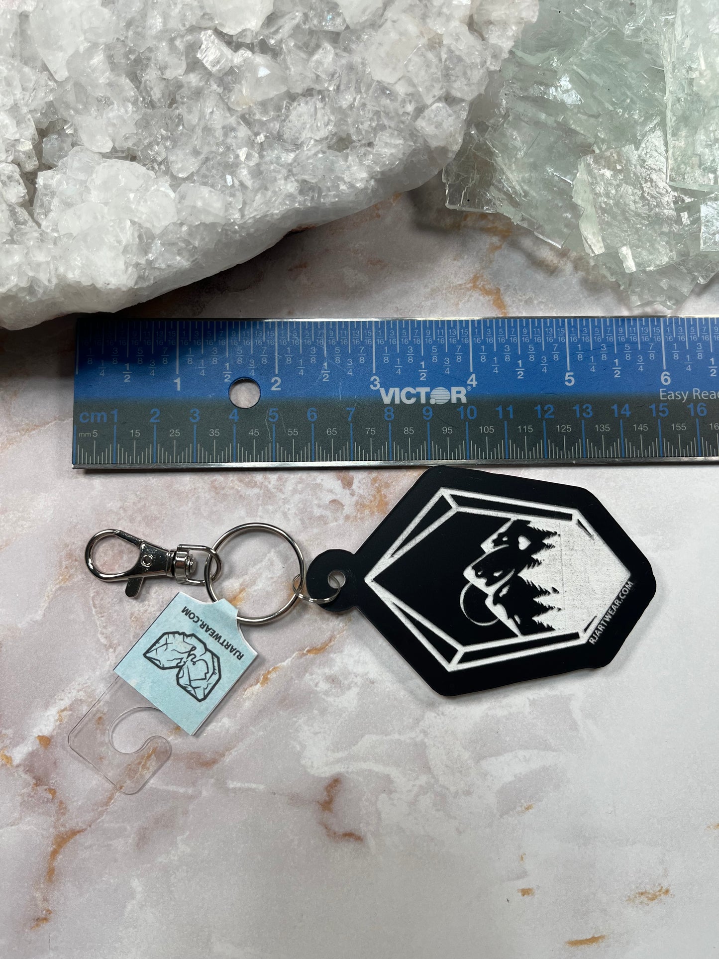 Crystal Mountain Rockhound Keychain - Black & White  Acrylic