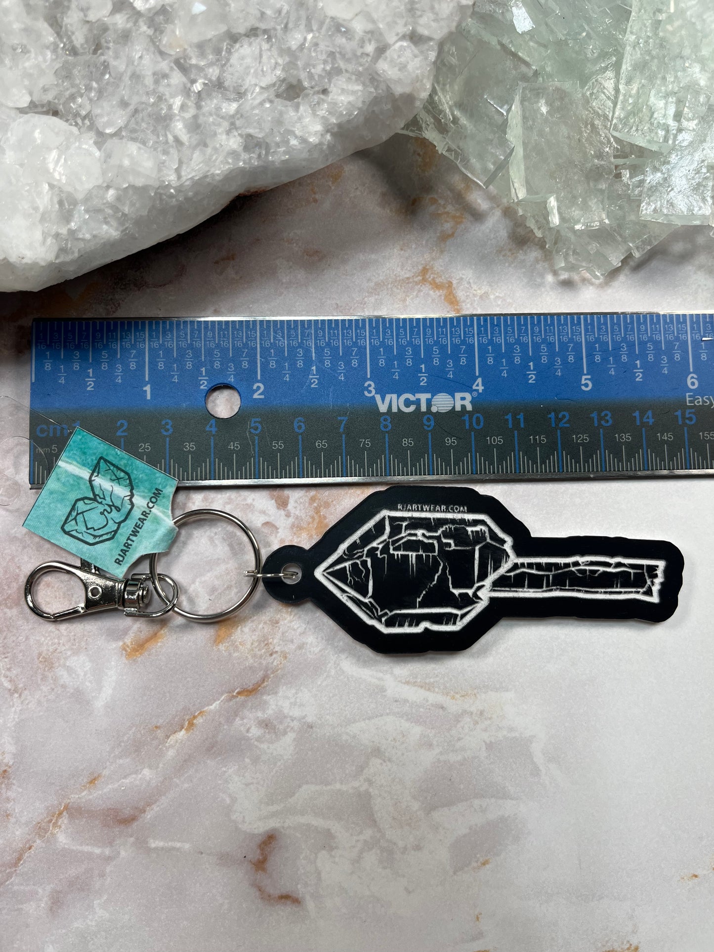 Hallelujah Junction Scepter Keychain - Black & White Acrylic