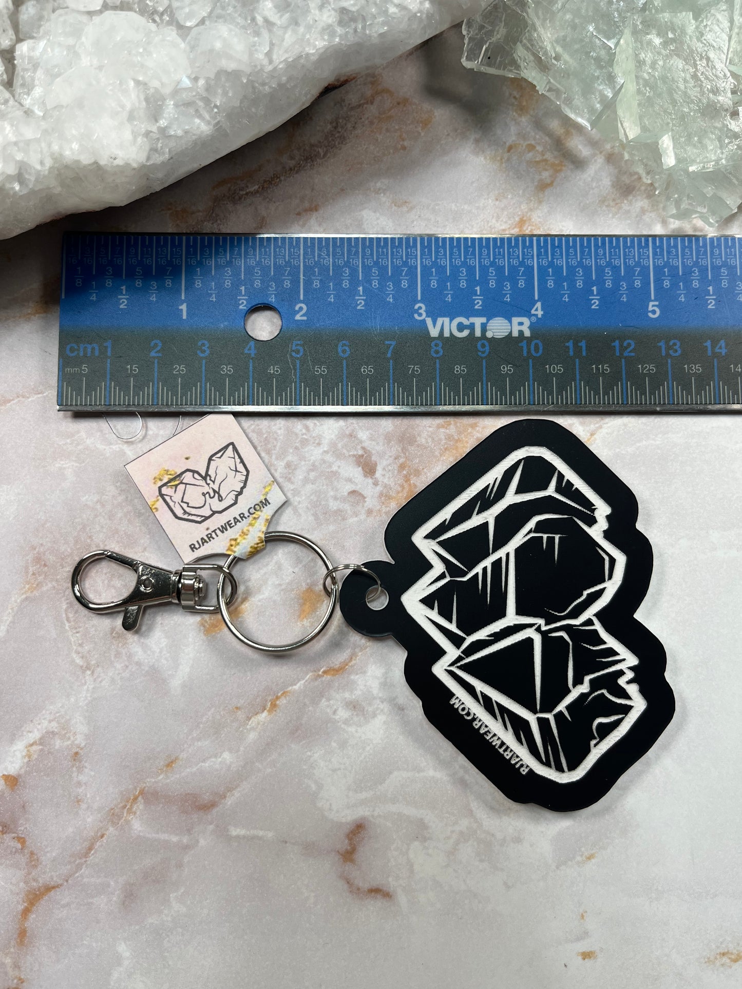 Triple Scepter Acrylic Keychain - Black and White