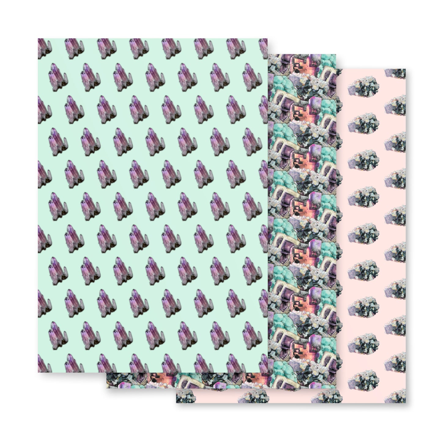 Mineral Wrapping Paper Sheets - Fluorite, Amethyst