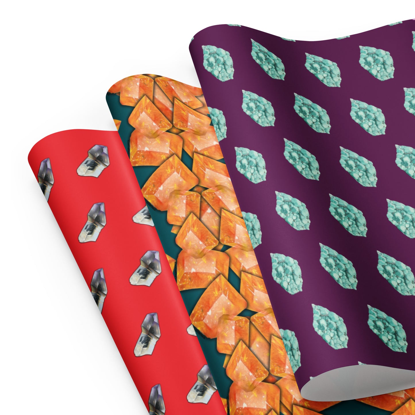 Mineral Wrapping Paper Sheets - Scepter, Wulfenite, Fluorite