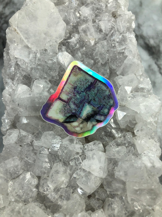 Mini UV lit Clay Center Ohio Watercolor Fluorite Sticker